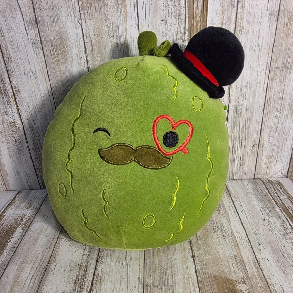 Squishmallows Charles the Pickle 14 Inch Plush Hat Mustache Heart Monocle Green